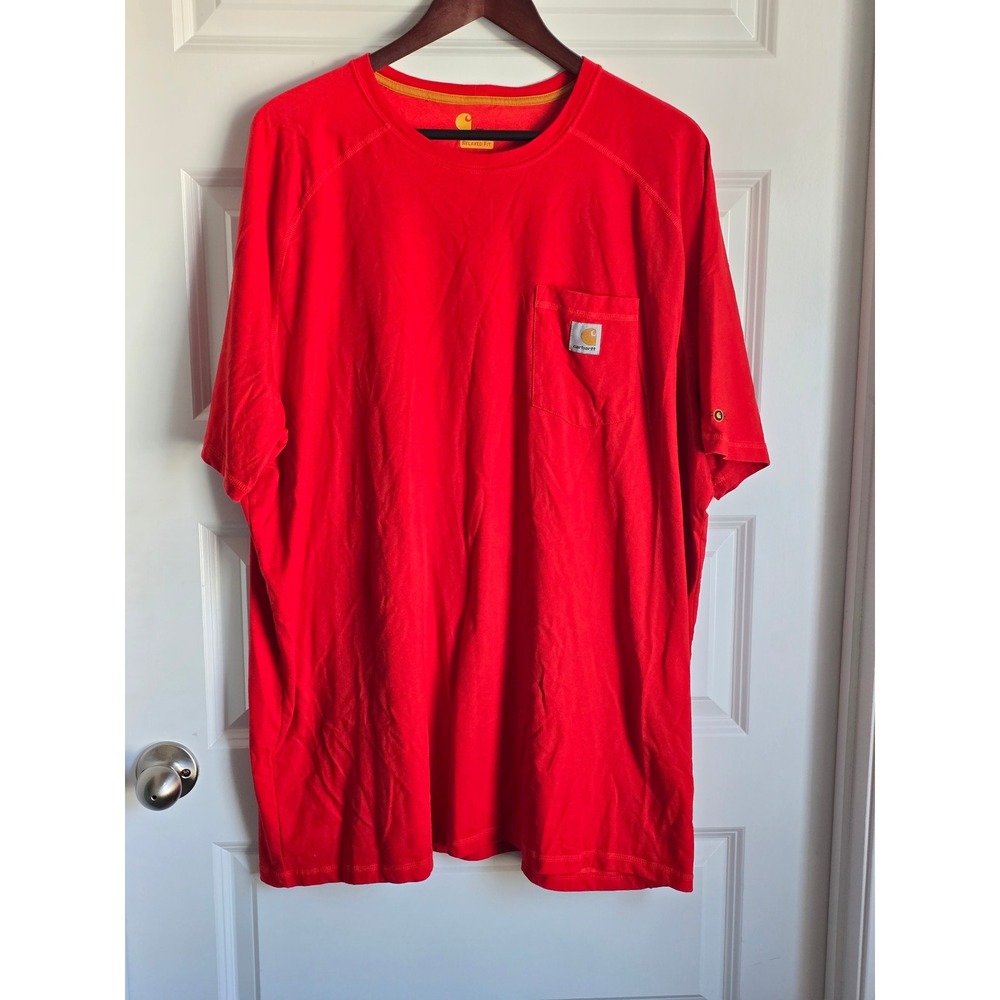 Carhartt Mens Relaxed Fit Pocket T-Shirt Red Short Sleeve Crew Neck 3XL